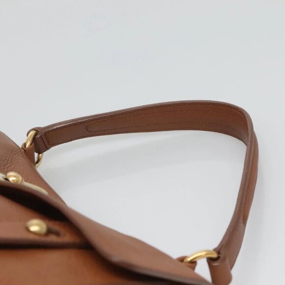 SAINT LAURENT Muse Toe Hand Bag Leather Brown Gold Auth 126997 - Picture 9 of 16